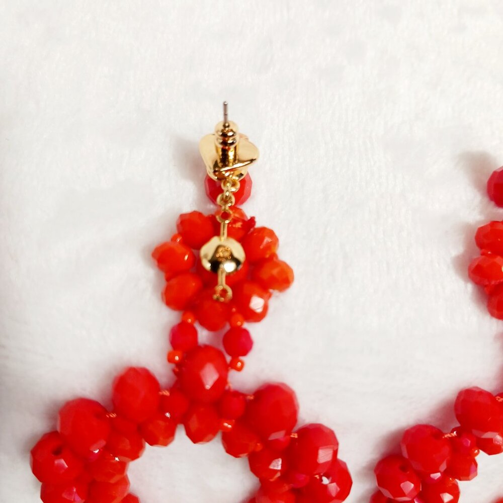 Kate Spade New York Marguerite Beaded Flower Hoop Earrings - Coral Color - Picture 8 of 13